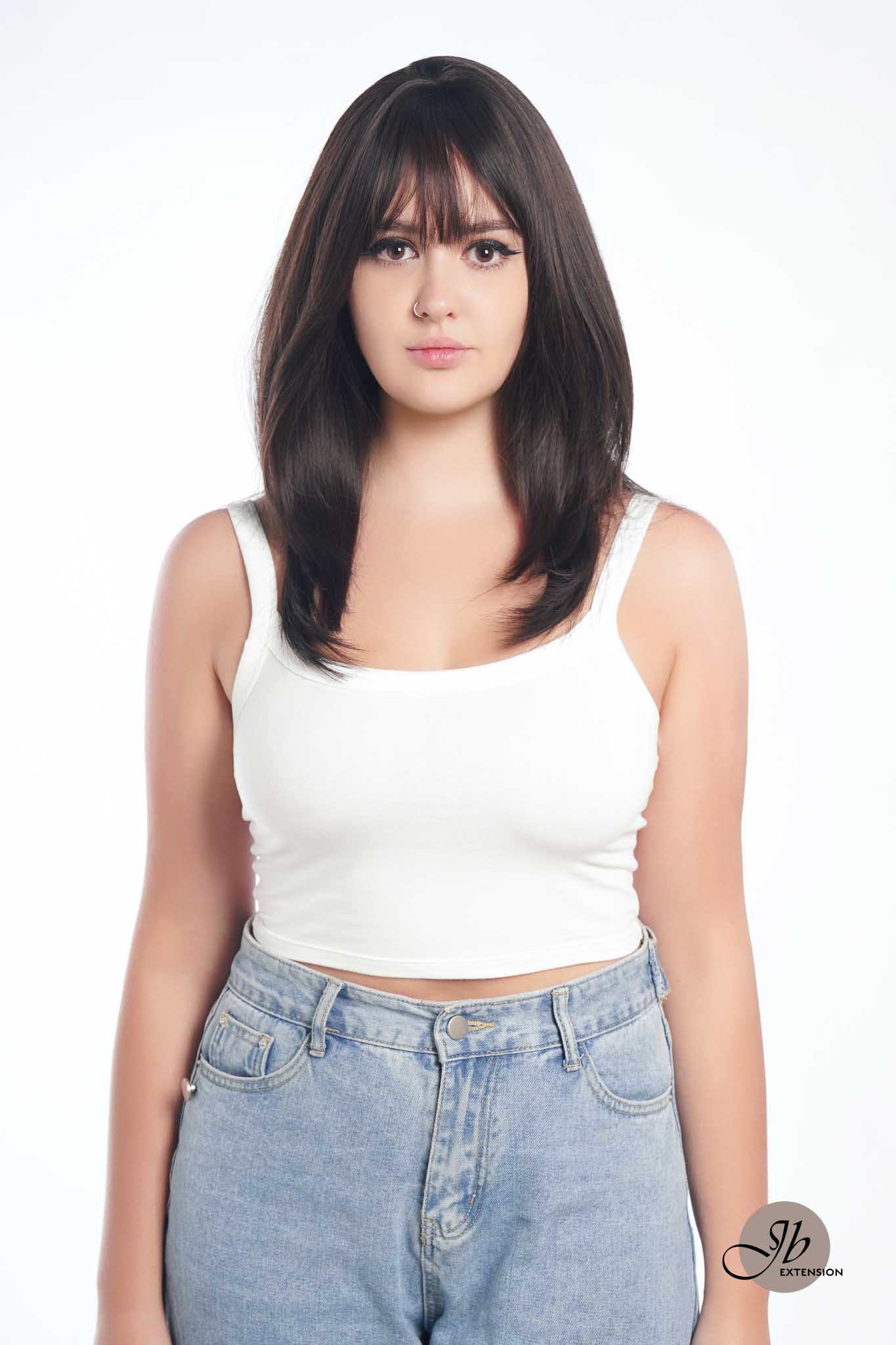 JBEXTENSION 20 Inches Scalpiana 3.5X4 Hard Silky Top Natural Scalp Effect Wig With Bangs LILA