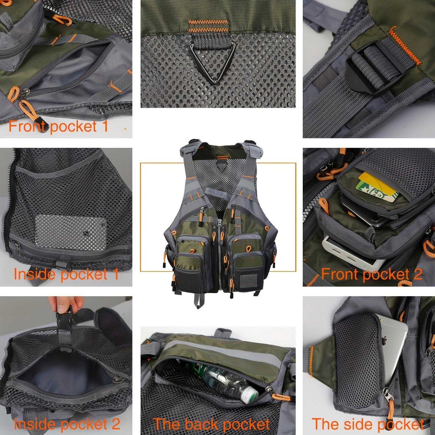 1-Piece Multi-Pocket Breathable Mesh Fishing Gear Bag Unisex Adjustable Fishing Vest Summer Outdoor Vest Camping, Photography, Outdoor Activities Fishing Gear Backpack Adjustable size M–2XL Father's Day Gi