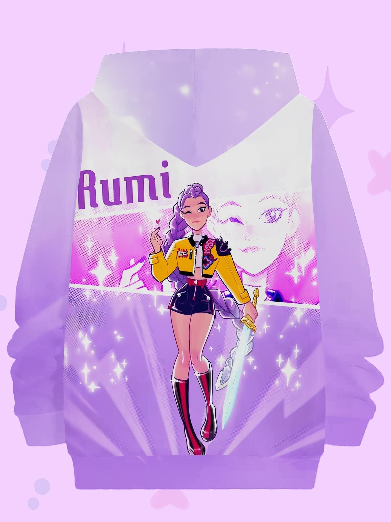 Starlight Rumi Functional Girls Hoodie, Cute Anime Style, Casual Fall & Winter Fashion, All over Print, Unisex Youthwear