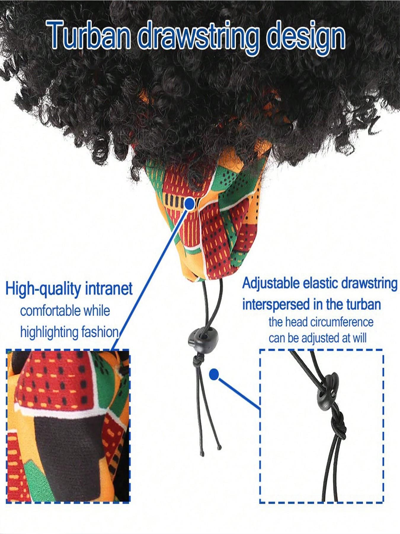 Two-In-One Curly Wig Set for Women, Voluminous Gradient Ponytail with Headband Scarf, Perfect for Festive Events