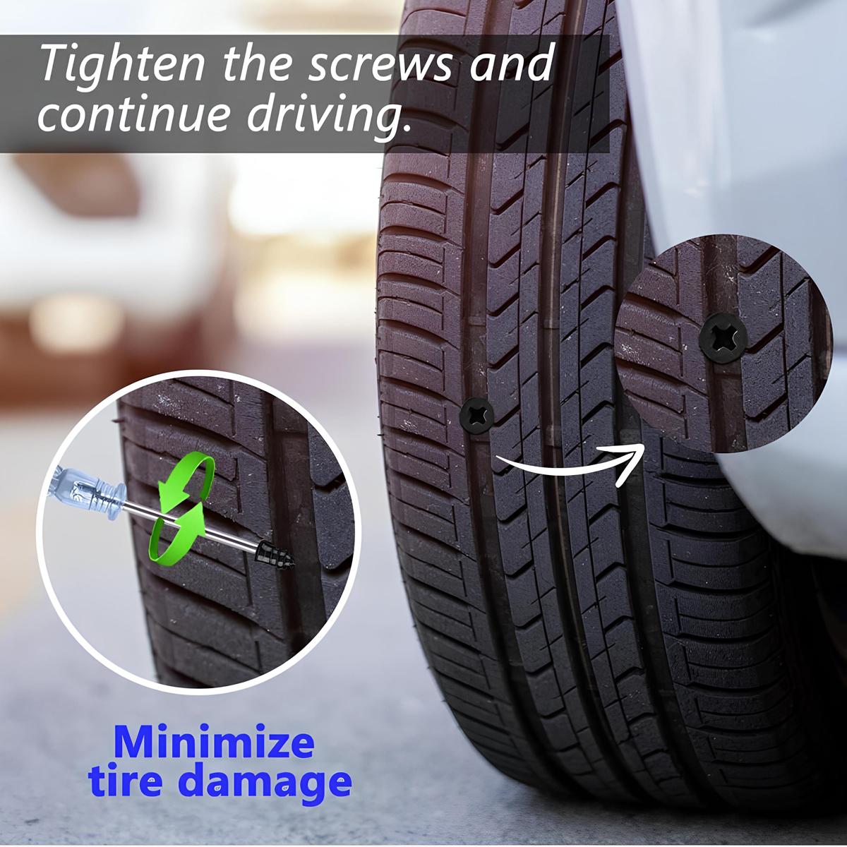 40 PCS Tire Repair Rubber Nails Kit with Screwdriver 2 Sizes for Car Motorcycle Truck Tractor Blue High-Quality Self-Service Puncture Repair Tool