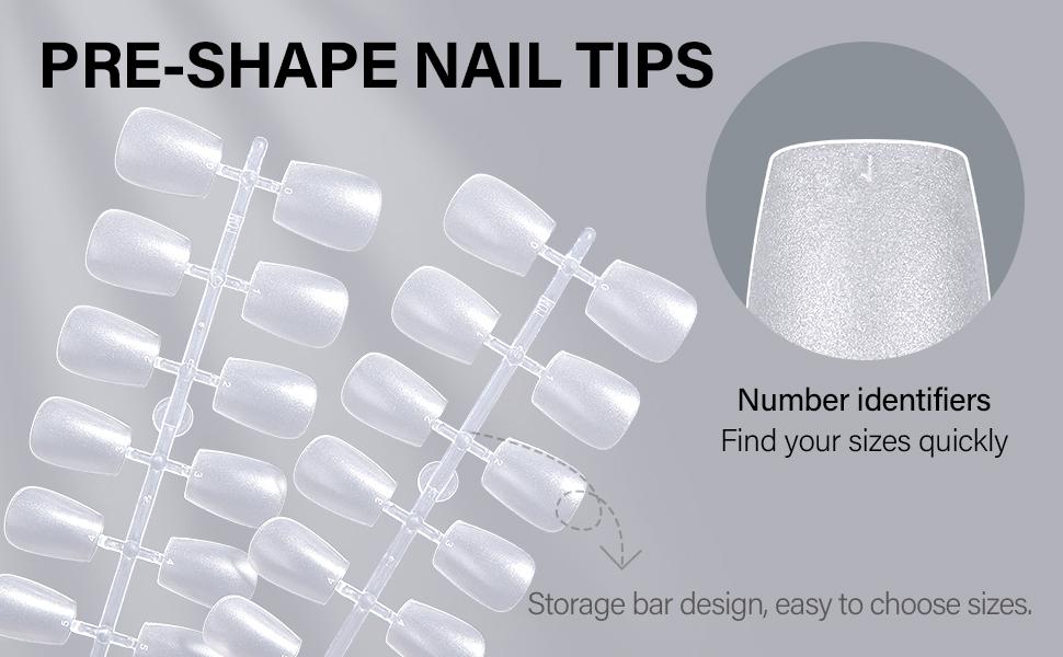 AILLSA 450pcs Extra Short Coffin 15 Sizes Full Matte Cover Nail Tips Pre-filed Pre-Shaped False Press on Nails Soft Gel For DIY Nail Art Valentine's Day Gift For Women