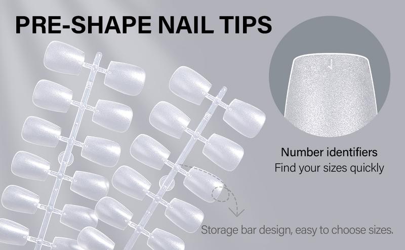 AILLSA 450pcs Extra Short Coffin 15 Sizes Full Matte Cover Nail Tips Pre-filed Pre-Shaped False Press on Nails Soft Gel For DIY Nail Art Valentine's Day Gift For Women