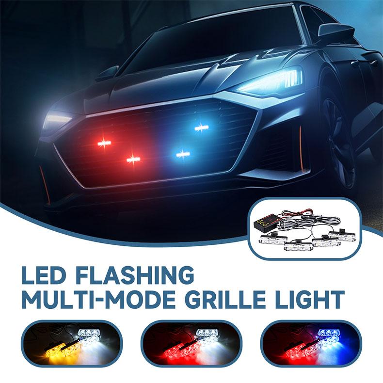 4 in 1 LED Strobe Lights, 12V Multi-Mode Flashing Emergency Grille Light Bar with Controller, Red Blue Amber White Warning Light for Car Truck SUV Off-Road Vehicle
