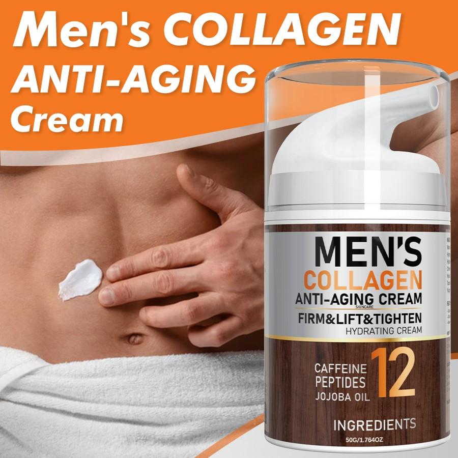 50G Men's Retinol Collagen cream,Moisturizer with Hyaluronic Acid and Caffeine Peptides Niacinamide Jojoba Oil Firms and Lifts,Make the skin look smoother,Alcohol-free, Suitable for All Skin Types,Suitable as a gift for father or husband