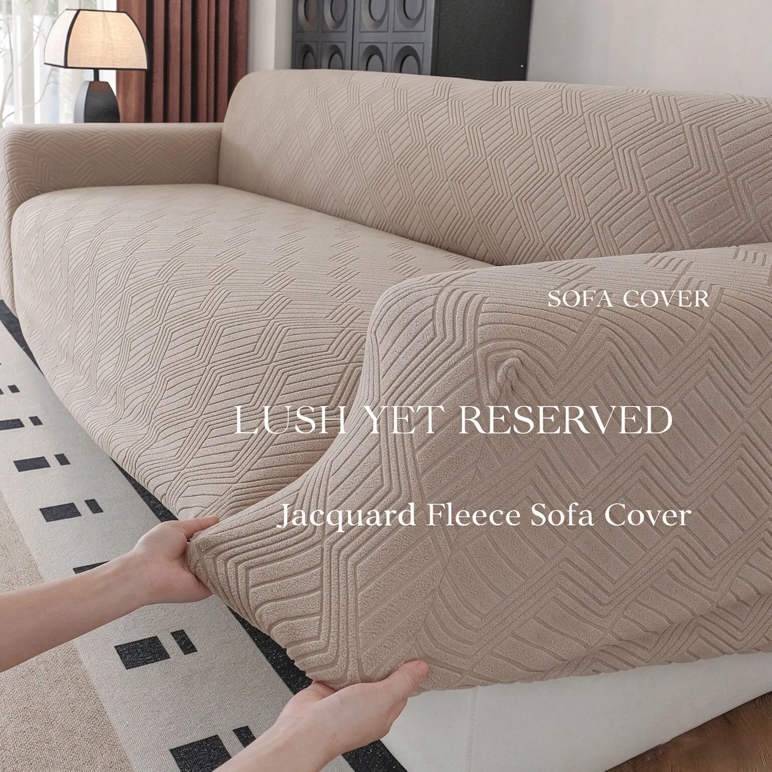Universal Stretch Fleece Sofa Cover, Polar Fleece Textured Plush Sofa Protector, Pet Friendly Non-Slip Washable Furniture Cover, Fits 1-4 Seat Sofas, Soft Couch Cover