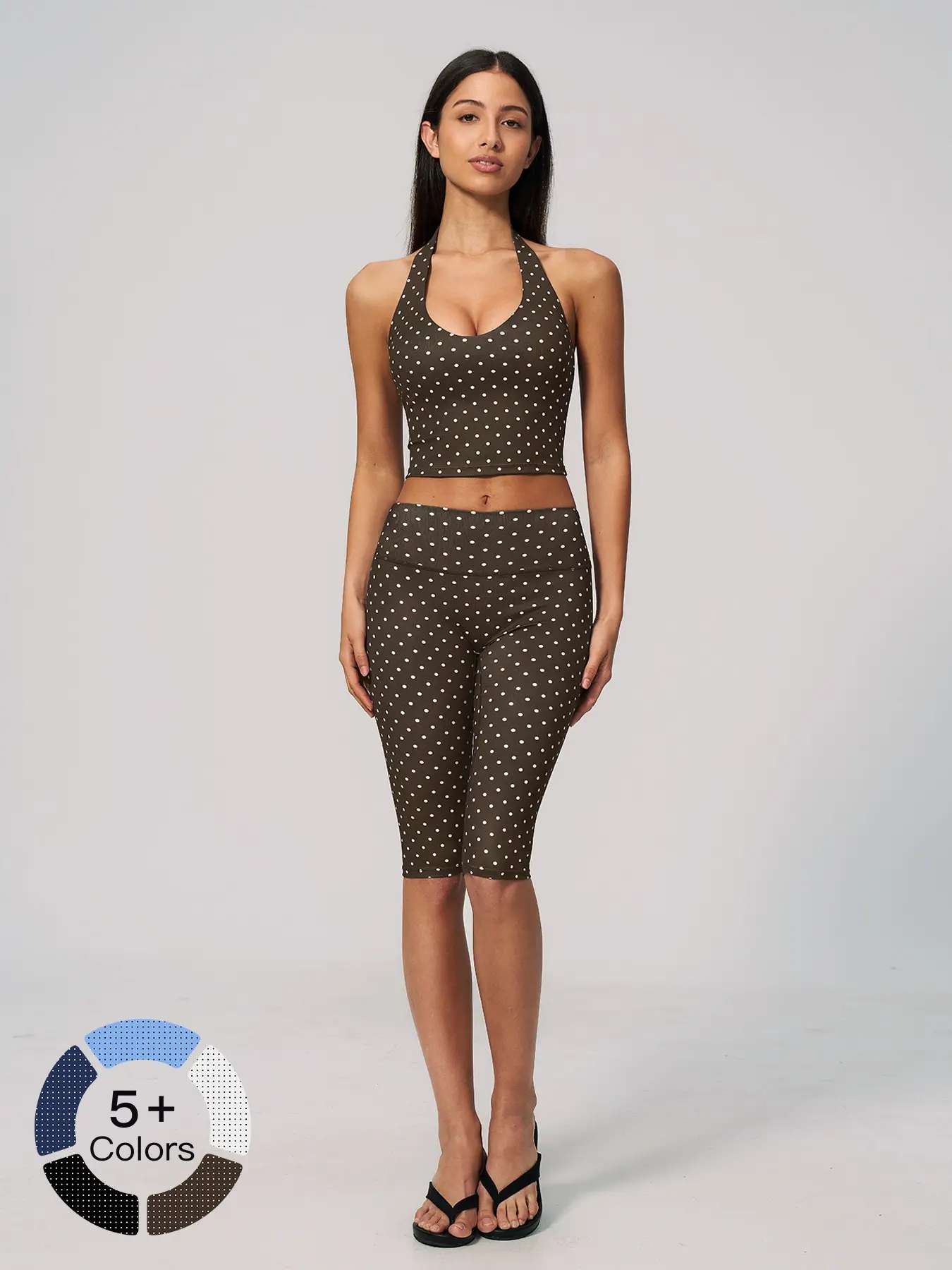 Brown and white polka dots