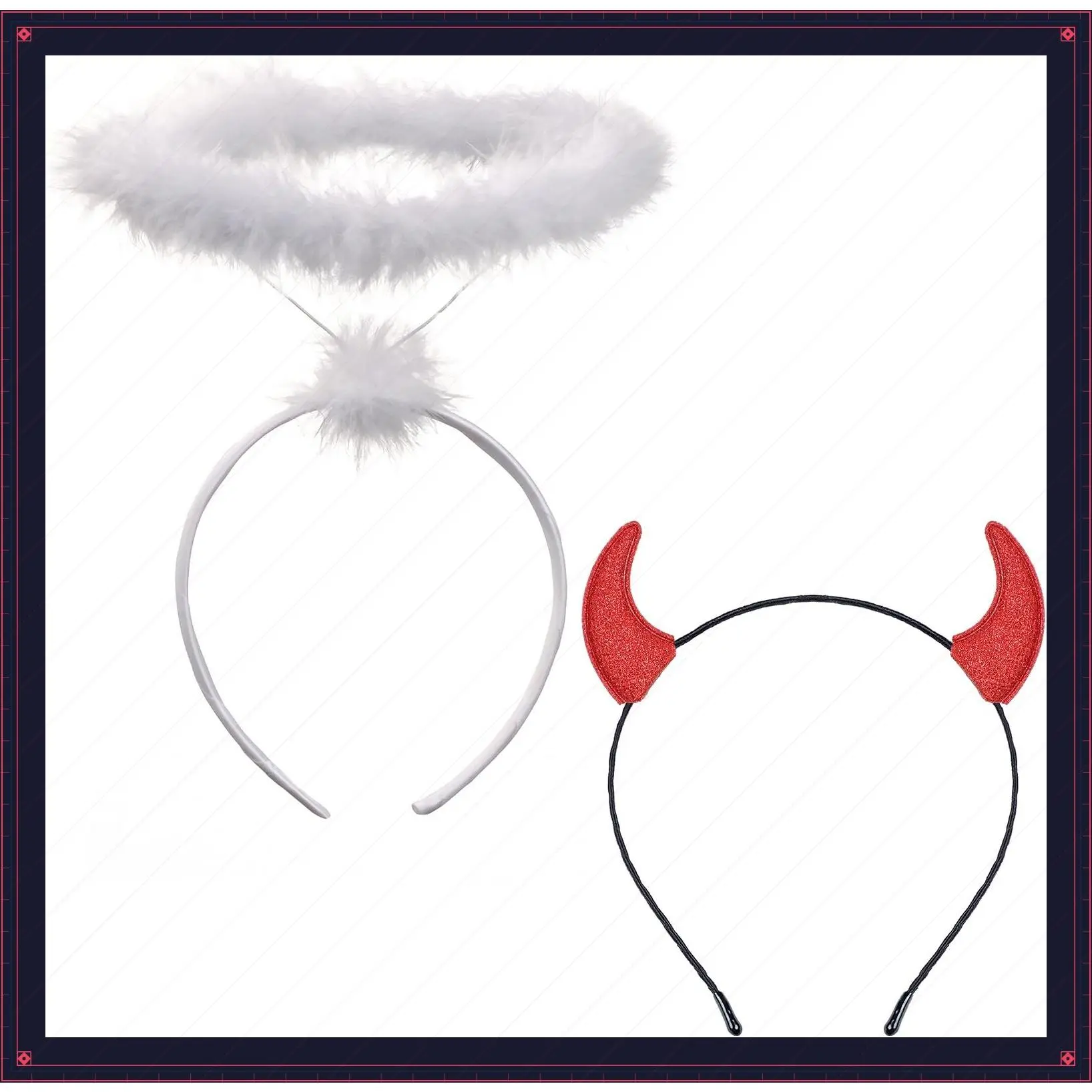 Angel Halo and Devil Horns Headband - White and Red - Costume AccessoriesGift