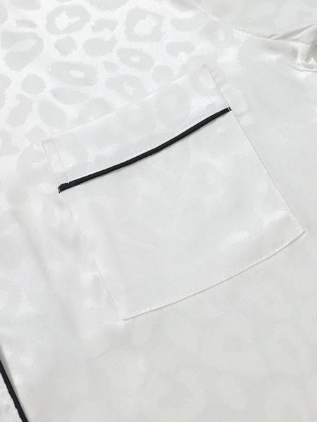 Women's Leopard Print Contrast Trim Lapel Neck Pajama Two-Piece Set, Comfort PJ Set, Short Sleeve Button Up Top & Shorts PJ Set, Casual Sleepwear Set for Women