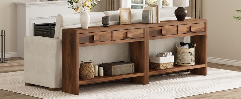【Valentine's Day Gift】ONBRILL 47.3" Wood Console Table With 2 Drawers, Sofa Table For Hallway, Entryway, Living Room