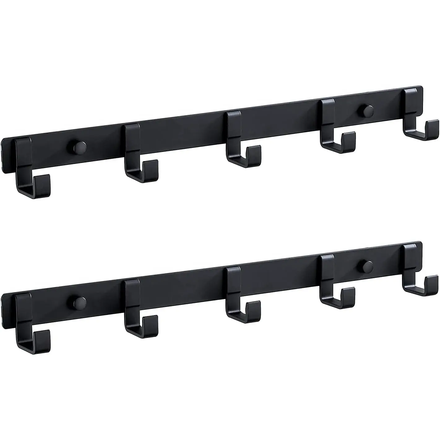 2 Pack Hat & Coat Rack - Wall Mounted  Alloy Hook Rack (5 Hooks Black)