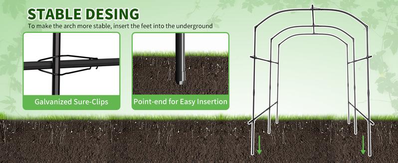 Lilypelle Tall Garden Arch Trellis, 87in Tall Metal Plant Support Trellis Archway for Climbing Vine Vegetable/Fruit/Flower Outdoor Yard Lawn Garden