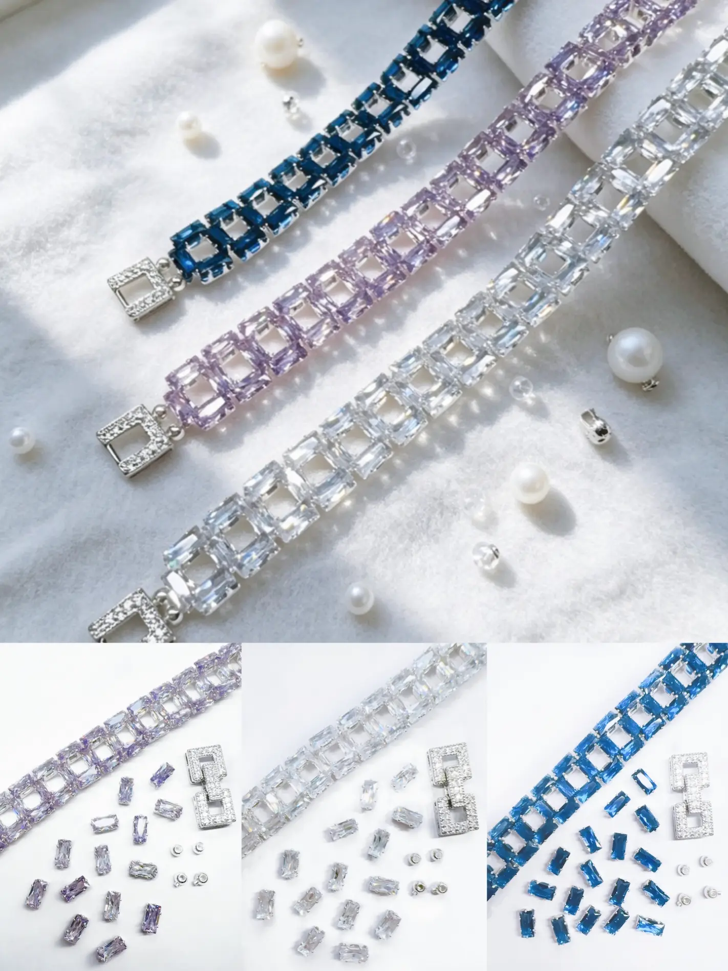 Hollow Matrix Bracelet Making Kit, Includes prong-set (claw-set) rhinestones, Clasps, Steel Wire, Beads, Fashion Jewelry Making Supplies