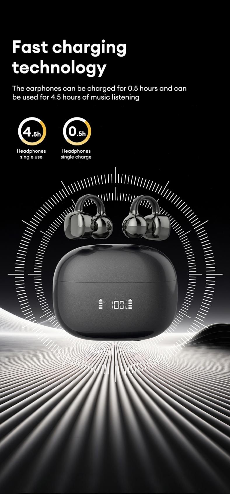 Clipbuds 7 Clip-on Design Wireless Headphones, Powerful Sound Effects for Music, Dustproof & Waterproof Sports Earbuds for Running, Workout, Audio