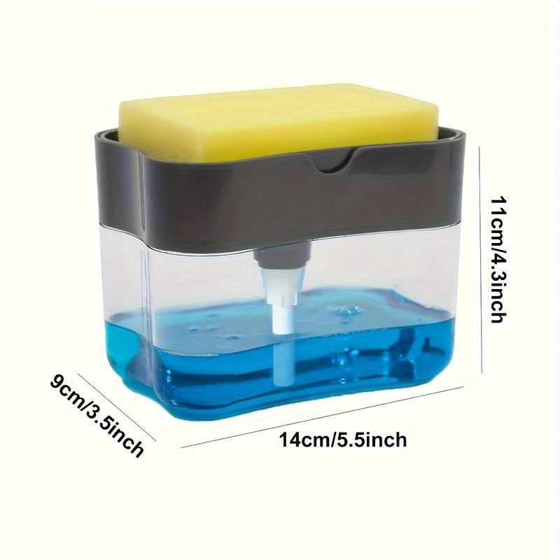 Automatic Kitchen Cleaning Soap Dispenser, Easy Liquid Refill, 4-Season Dish Brush Holder, Transparent Design, Phthalate-Free Plastic