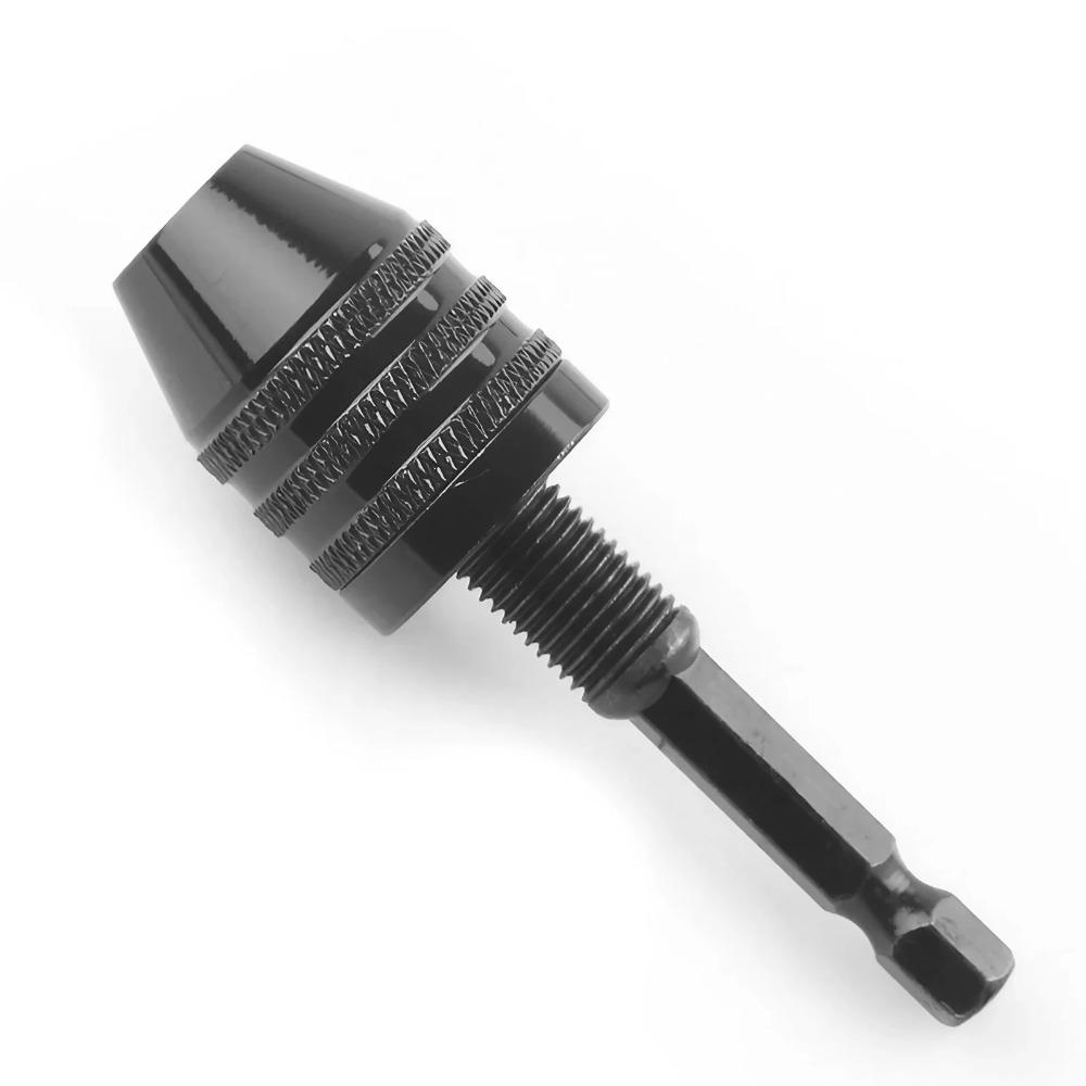Universal Keyless Quick-Change Drill Chuck Adapter Set - Precision Metal Heavy Duty Power Tool Accessories for Electric Screwdrivers, Drills, Impact Tools, and Angle Grinders. Durable Fast-Detach Connector for Wood & Metal Projects.