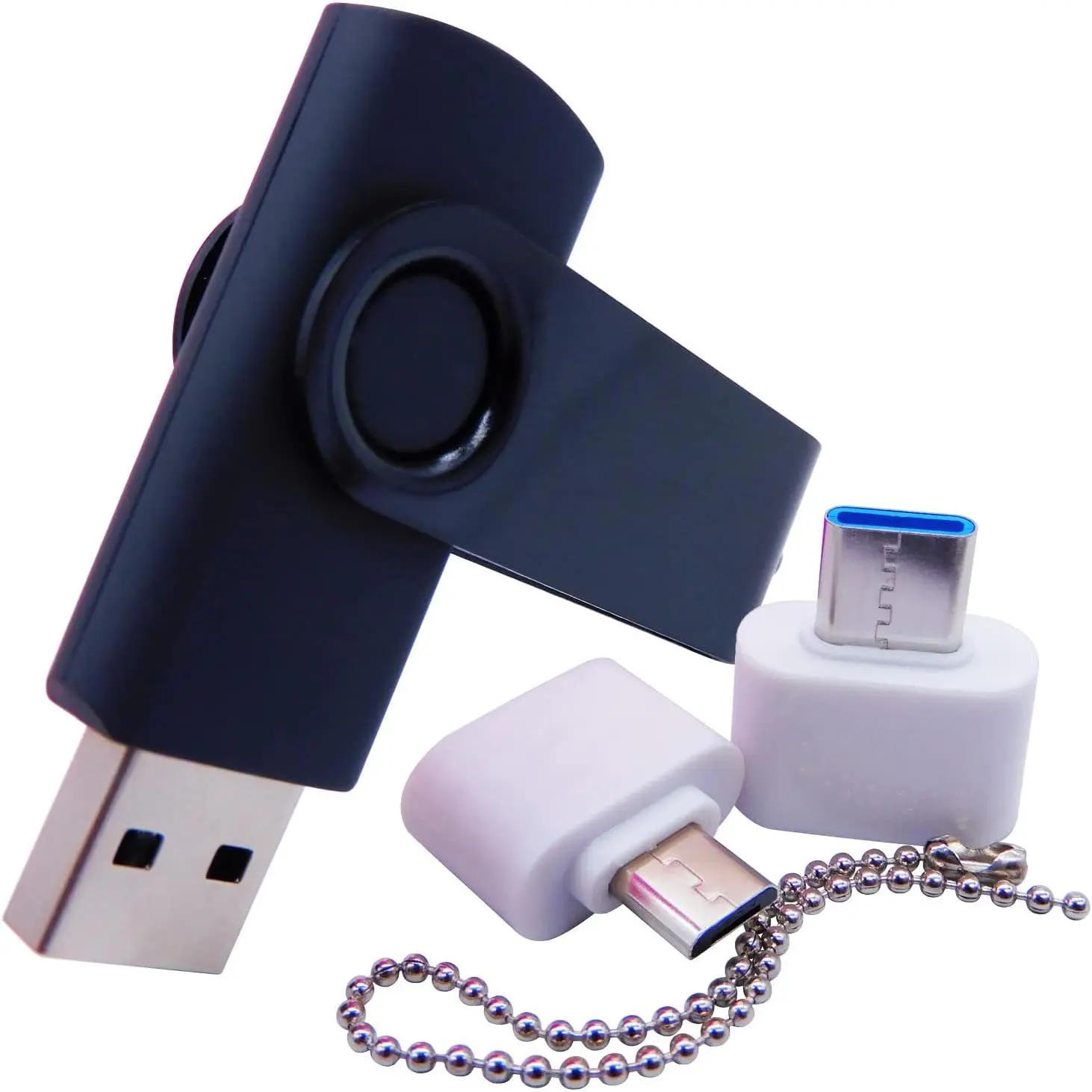 Small Capacity 256MB USB Flash Drives Memory Sticks Pen jumpdrive U Disk Thumb Drive with Type-C/OTG Adaptor for Pupil & Students (Black)