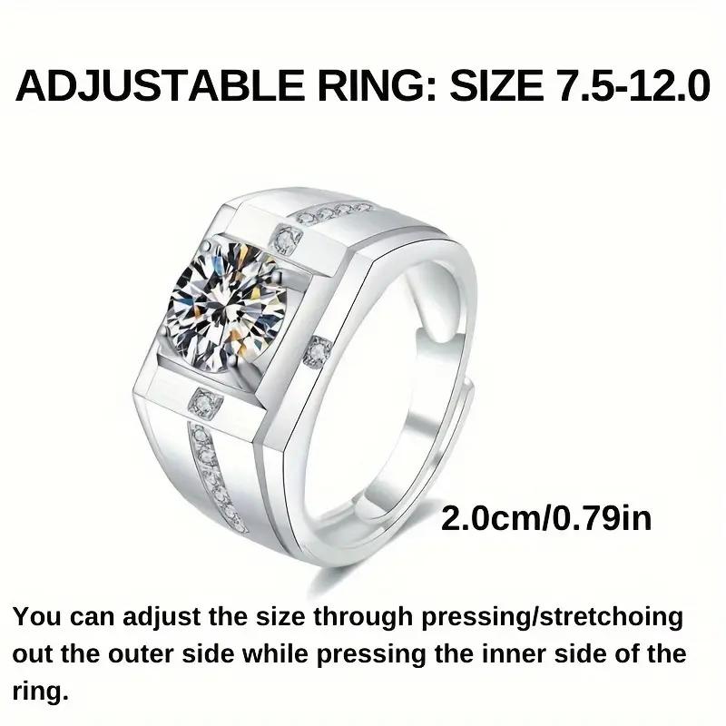 1 S925 silver moissanite ring, sparkling men's and women's rings, party hip-hop style, eternal gemstone jewelry, birthday gift, Halloween and Thanksgiving gift, street hip-hop style