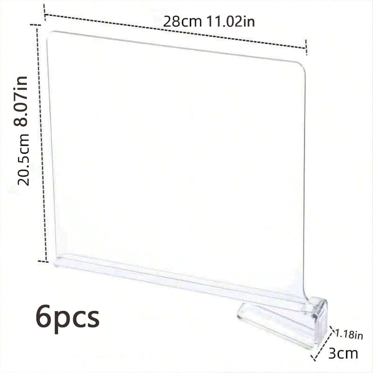 Clear Acrylic 6pcs Shelf Dividers for Closets, Organizers & Purses Separator, Ideal for Kitchen Cabinets & Bedrooms, Durable Design