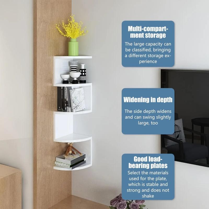 Creative 5-Tier Wall-Mounted Triangle Storage Rack, Multifunctional Decor Organizer for Living Room Kitchen and Bedroom, No Drill Space-Saving Solution