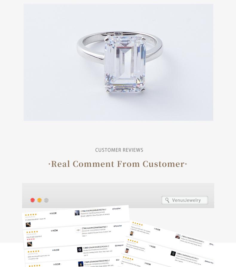 [Venus Jewelry] Lab Created Gemstone 10 CCT Solid Silver 925 rectangular chamfering emerald cut ring