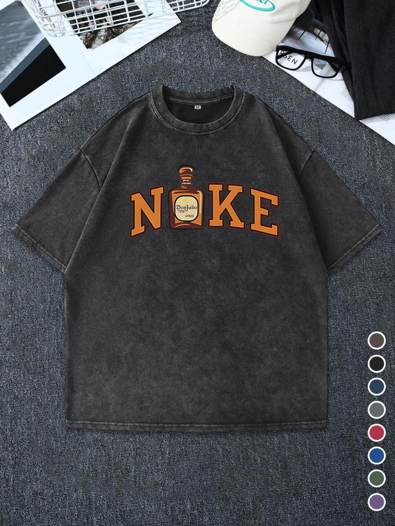 Men's Regular Fit Nose Print Round Neck Graphic Tee, Vintage Trendy Casual Short Sleeve T-shirt for Daily Wear, Men's Summer Outfit, Top