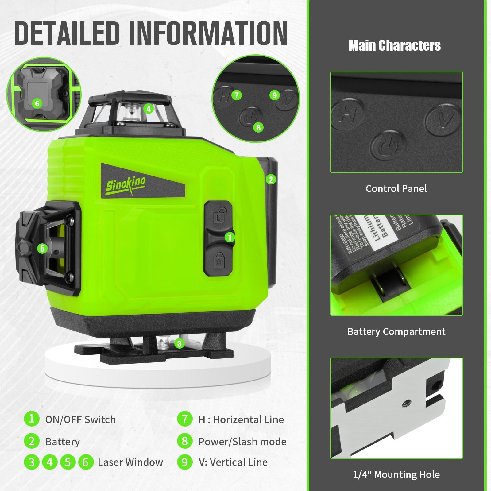 GZG 4D Laser Level Tool for Accurate Measurements, High Precision Laser Leveling Instrument for Construction & DIY Projects