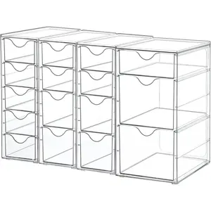 Acrylic Organizer with 16 Drawers (4 Set),Clear Storage Drawers for Office Supplies,Desk Organization and Storage for Makeup,Jewelry,Art Crafts