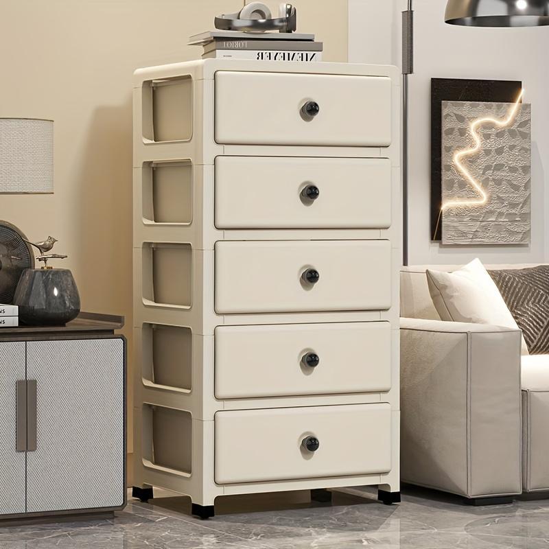 5-Drawer Plastic Storage Cabinet Organizer, Durable Polypropylene, Sliding Drawers, Minimalist Home Organization