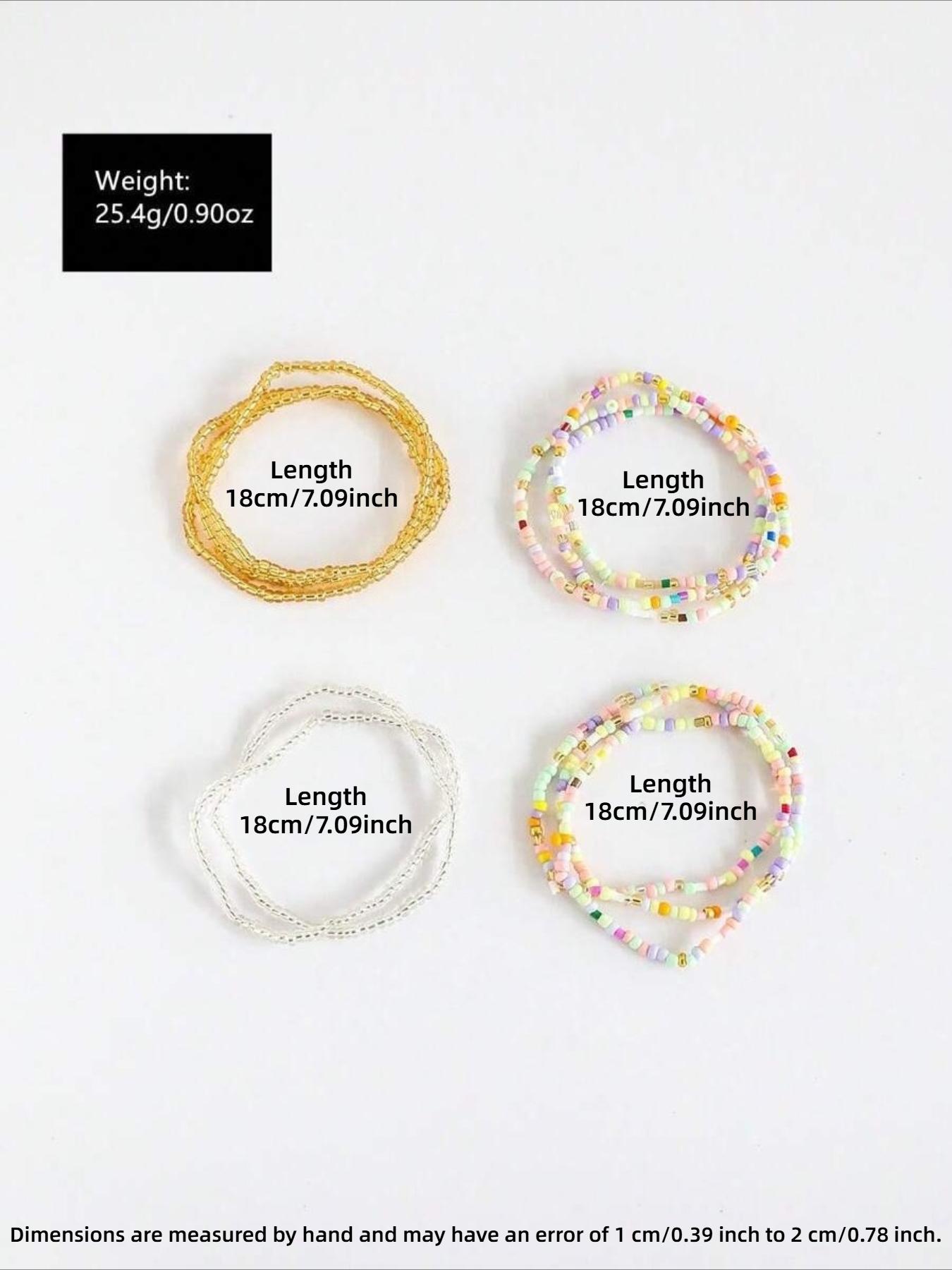 Boho Style Colorful Crystal Glass Beaded Elastic Bracelets Set, Dainty Crystal Bracelet, Fashion Simple Women Party Vacation Layered Stackable Bracelet