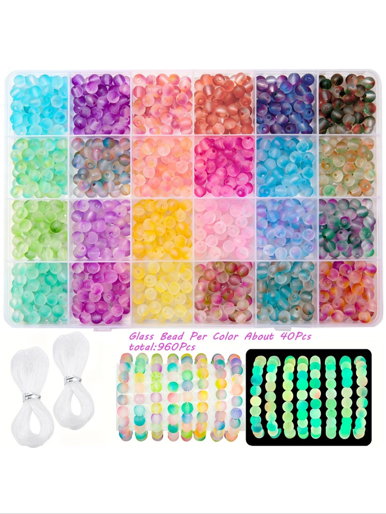700pcs Glow-In-The-Dark Glass Bead Jewelry Kit, Diy Beads, DIY Crafts Necklace & Bracelet Making, Party Decorations, Perfect Gift Idea