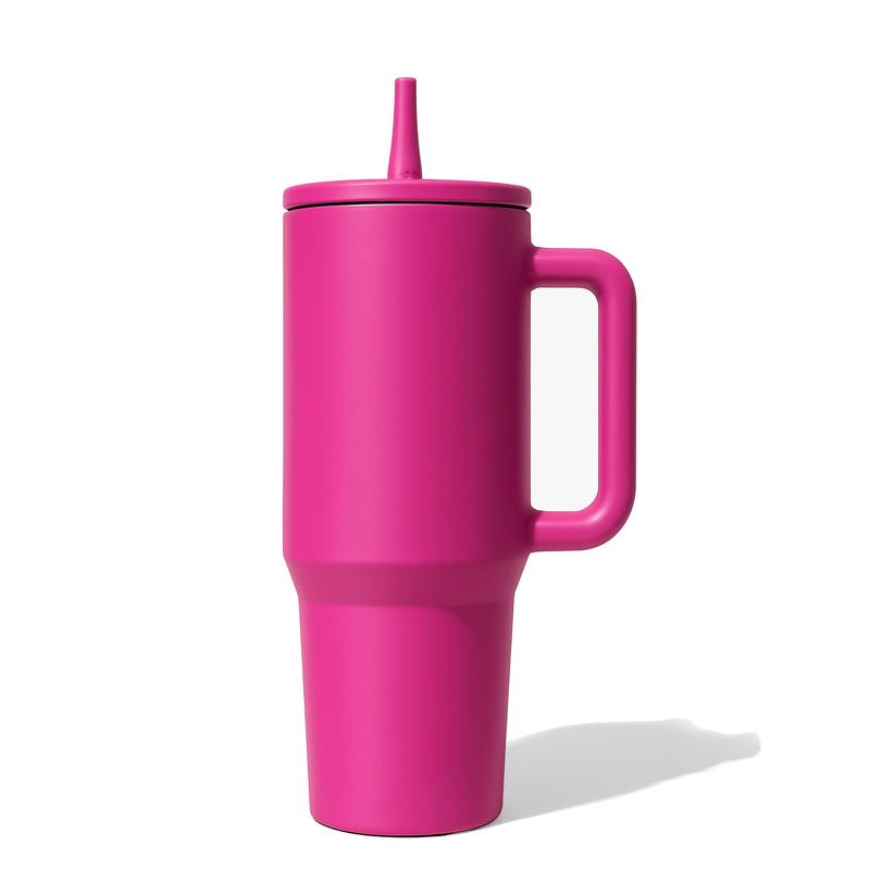 40 Oz Large Capacity Travel Mug, Portable Vacuum Water Bottle with Handle & Foldable Straw, Ideal for Home Office Outdoor Camping, Hydration Tumbler