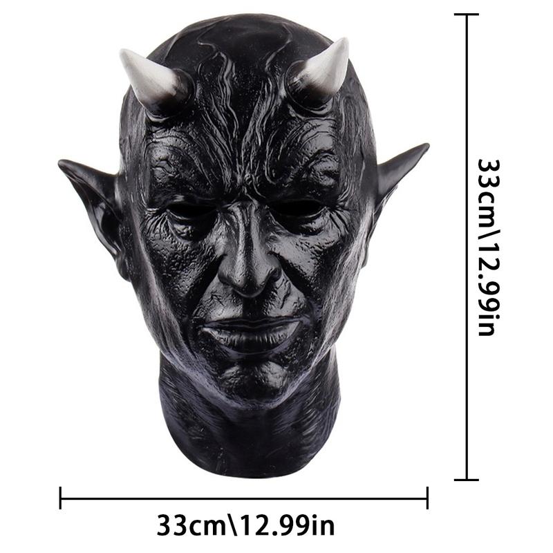 Evil Devil Mask with Horns Design, Horror Demon Halloween Latex Helmet, Create Spooky Atmosphere for Halloween Cosplay & Horror Theme Parties, Perfect Costume Accessory