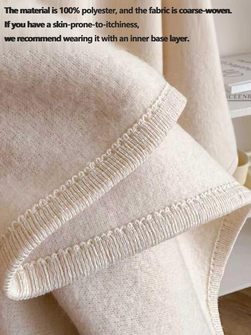 Women's Solid Color Cape, Soft Comfortable Fashion Shawl for All Seasons, Vintage Versatile Accessory for Daily Use, Womenswear, Clothes