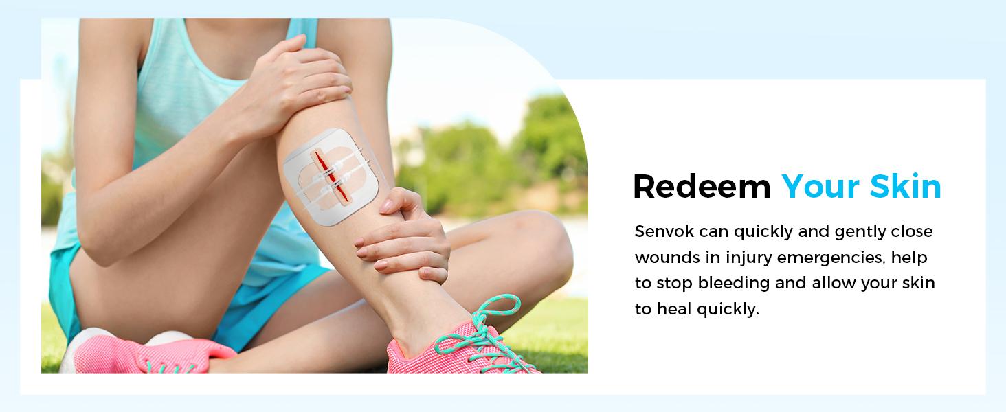 Senvok PU Sutures Butterfly Bandaids 4 Pcs Without Sew Quick Clot Emergency Wound Closures Device Laceration Kit Surgical Laceration Repair Healthcare