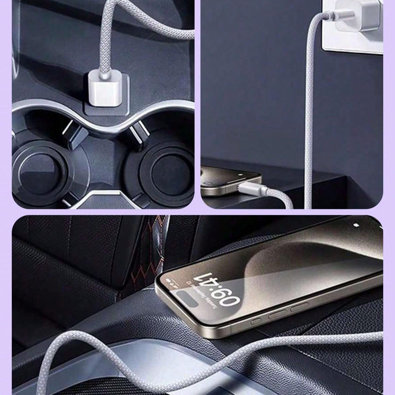 iPhone 17/16/15 Compatible USB-C Fast Charging Cable, 3.3ft Nylon Braided Data Line, Indoor/outdoor/travel Car Charger, Supports 60w~18w