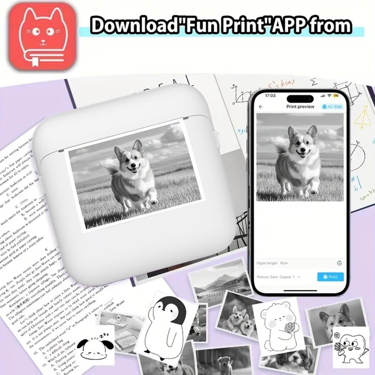 Portable Wireless Mini Printer, Thermal Printing Machine for Notes Journals Work Receipts Crafts, Lithium Batteries Included