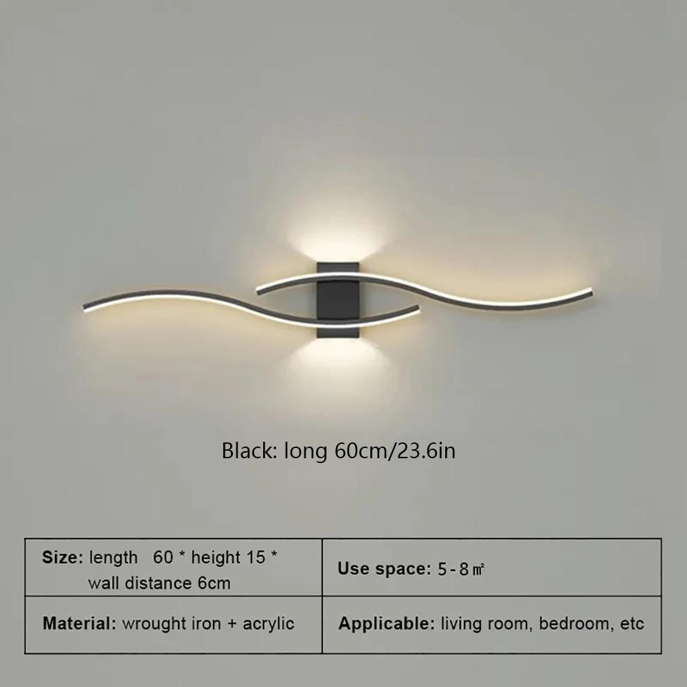 Modern LED Wall Light with Remote Control, Dimmable S-Shaped Design, 60/80cm Wall Mount Lamp for TV Background, Bedroom, Hallway Decor, Home Lighting, Decorative Lighting, LED Ambient Light