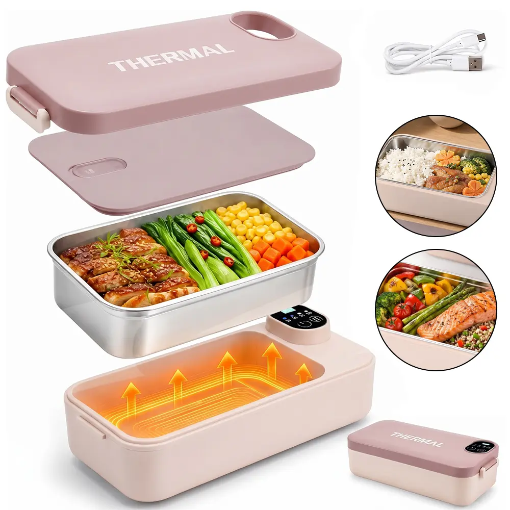 Rechargeable Heated Lunchbox Portable Timer-controlled Reheating (Upgraded Version), 900LM Lunch Box For Women Men, Adult Bento Box, Lunch Bento Box, Insulated Lunch Bag