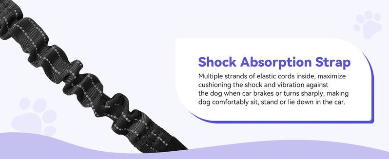 Pawaboo 2Pack Dog Seatbelt for Car, 3-in-1 Dog Car Seat Belt Bungee, Shockproof Dog Tether for Car with Buckle & Hook Latch, Adjustable Reflective Dog Car Harness Leash with 360° Lockable Buckle