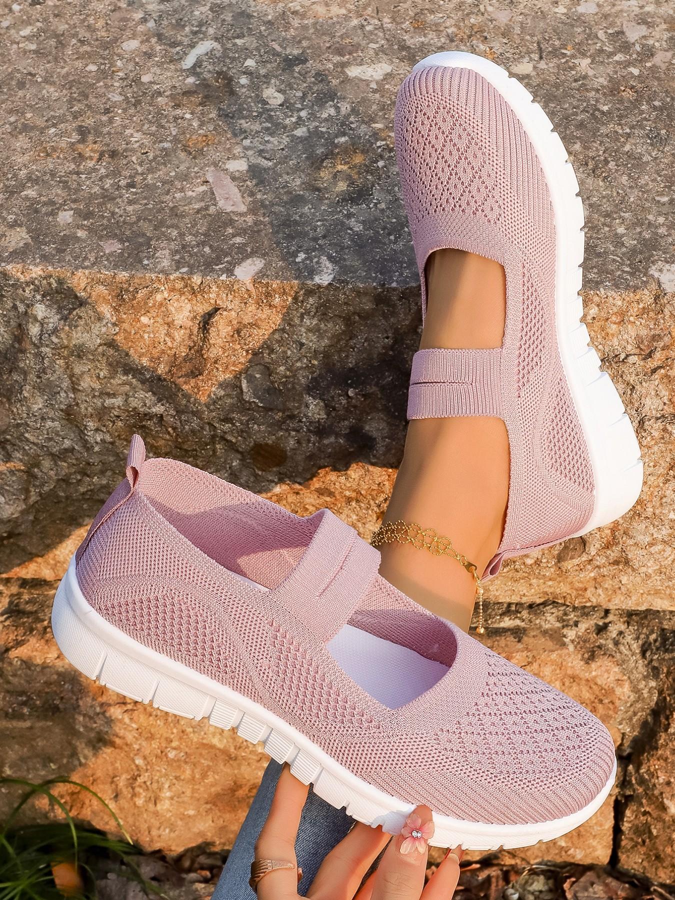 Women's Fashionable Plain Color Slip on Mesh Breathable Lightweight Sneakers, Casual Comfortable Sports Running Shoes, All-match Round Toe Shoes for Daily Wear