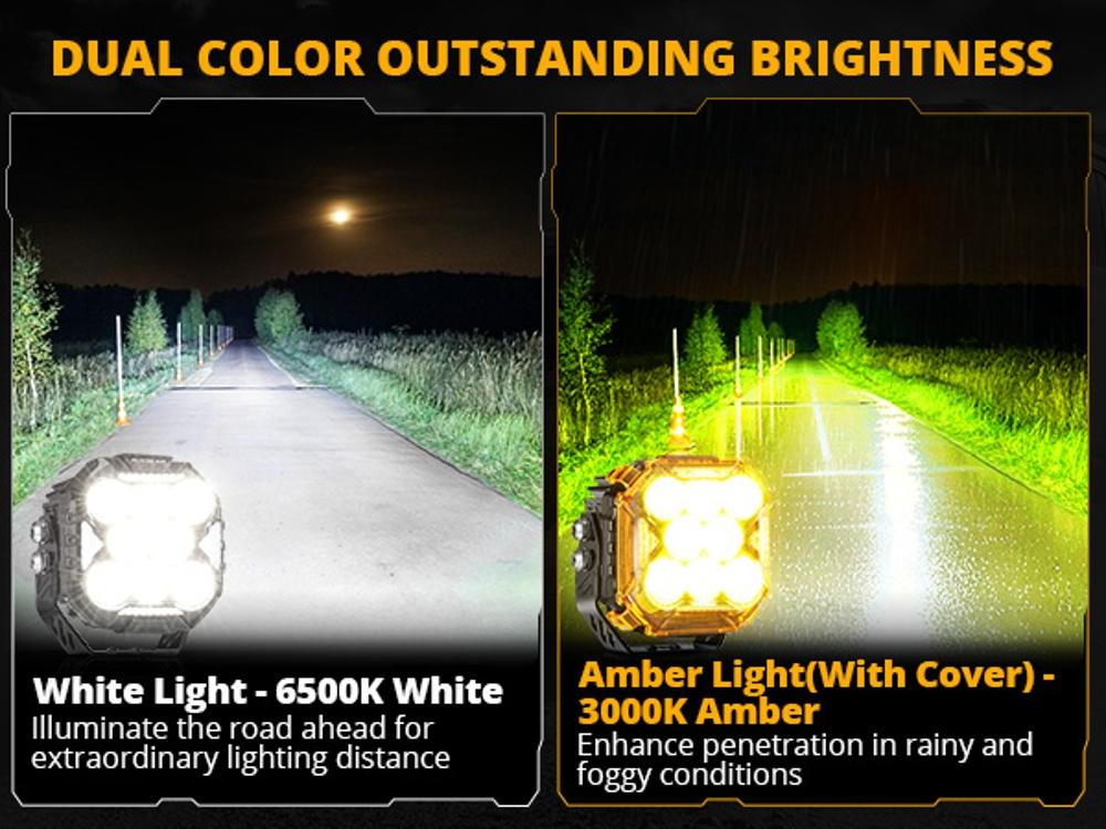 4 Inch CUBE-Z Series Combo LED Pod Lights Off Road Lights LED Driving Light with White DRL & Amber Turn Signal Lights jeeplight bar spot flood combo beam