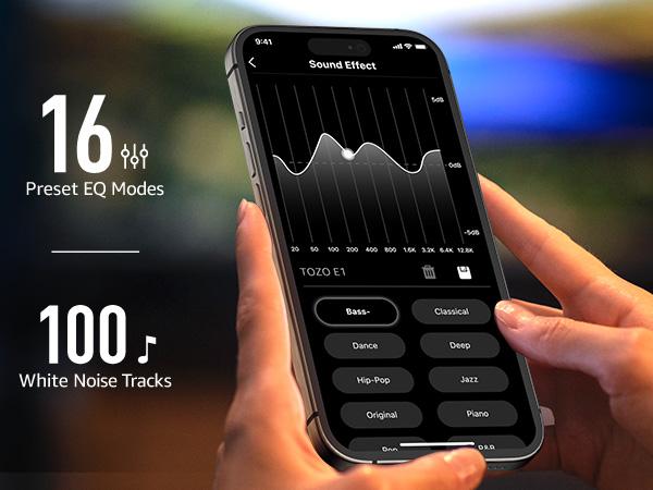 TOZO E1 Wireless Earbuds Build in Mic Clear Calls Ergonomic Light-Weight Bluetooth 5.3 in Ear Headphones IPX6 Waterproof Premium Stereo Sound Headset 30H Playtime with 32 EQs via APP, Black FathersDayGift Audio Charging earbuds headphones bluetooth