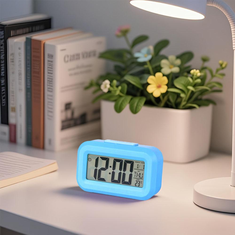 1 piece new style student alarm clock, electronic clock, smart desk multi-functional clock with night light, temperature, calendar, kitchen timer, Desktop electronic clock