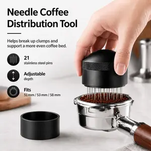 1pcs 51/53/58mm Coffee Needle Distributor set ,Espresso Coffee Stirrer,Espresso Machine Accessories,Professional WDT Distribution Tool,Coffee Powder Stirring Tool Dispenser for Home & Cafe Use, Coffee Making Tool