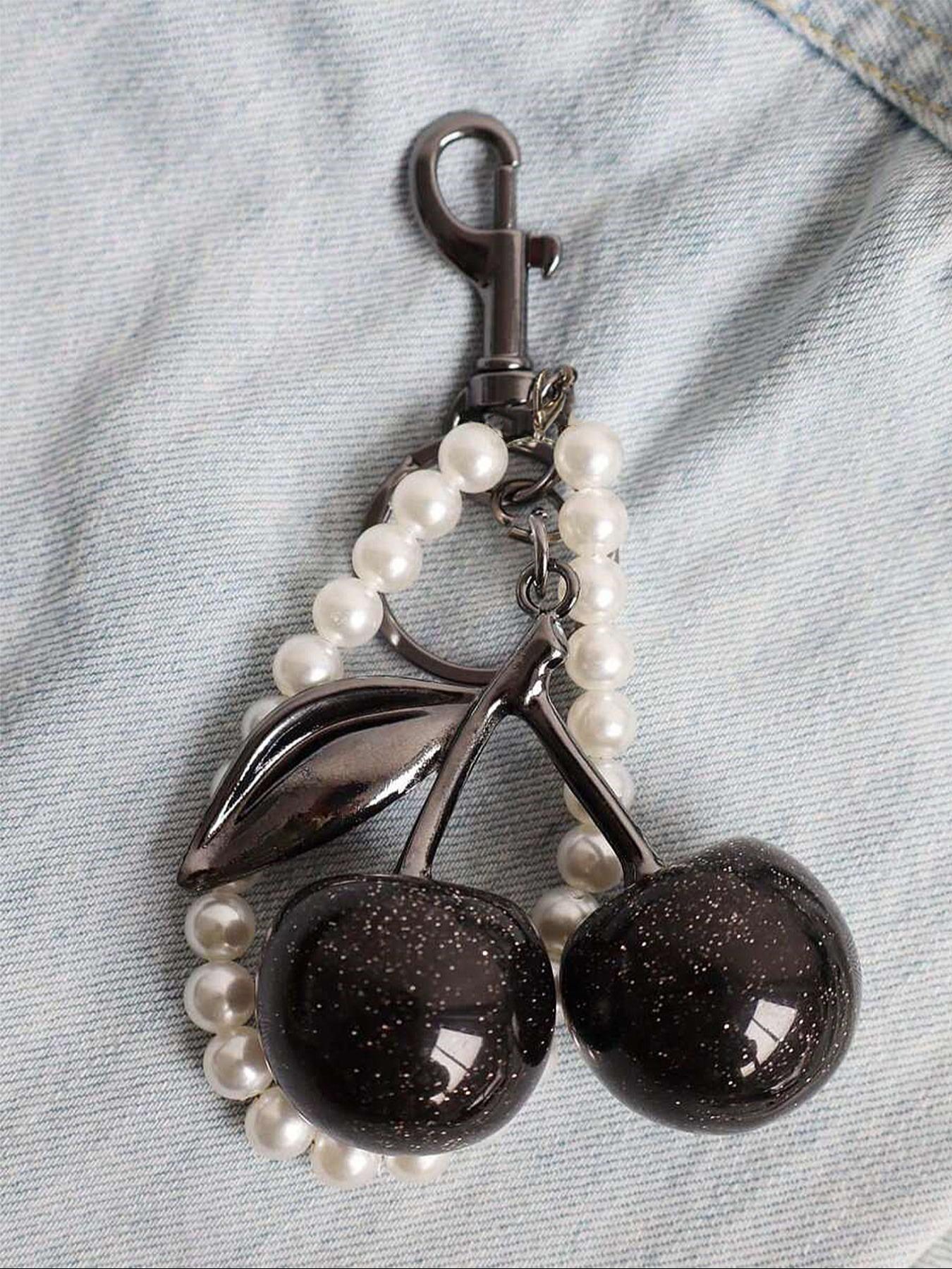 Cute Cherry Design Bag Charm, Fashionable Bag Decoration for Women, Trendy Keychain As Birthday Gift Option