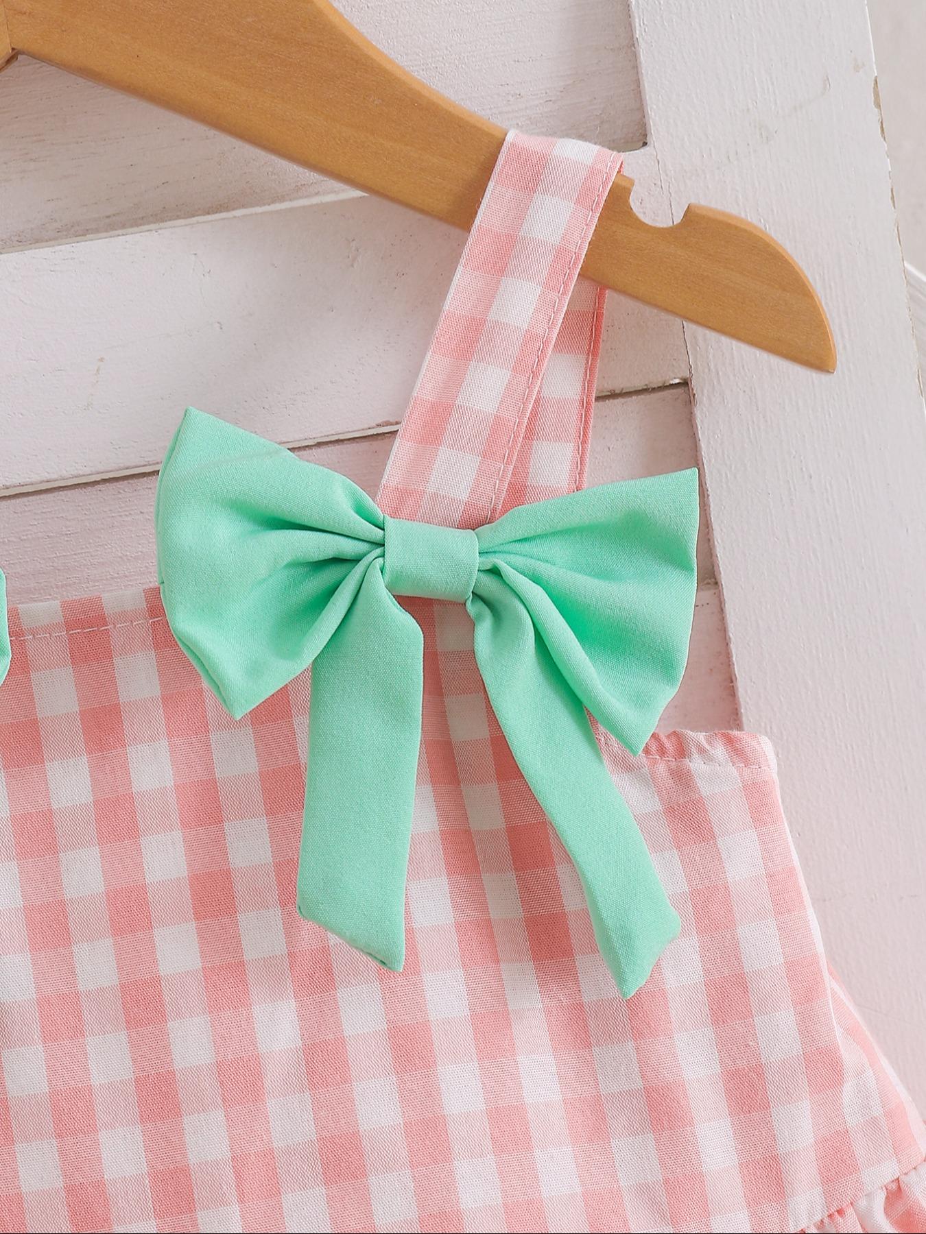 Summer New Cake Dress for Baby Girls, Fashion Forest Style, Elegant Contrast Color Strap Princess Dress, Butterfly Knot Decoration, Baby Girl Clothes