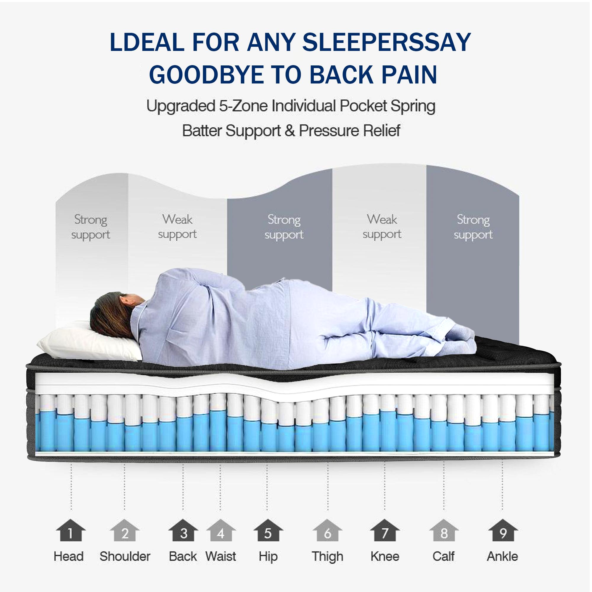 mattress queen size mattress 12/14 Inch Twin, Full, Queen, King Mattress Memory Foam And Spring, Hybrid MattressMedium Firmness, Lumbar Support, For Home Rooms Hotels, Boxed Halloween ChristmasGift Furniture Ergonomic queen size mattress Interior Modern