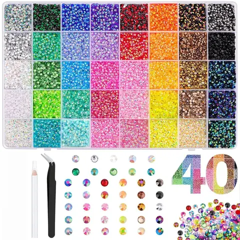 Gem DIY Bedazzling Kit with  Mixed Resin Rhinestones & Tweezers,Pick up Pen and Gifted Tools  for DIY Crafts Apparel Nail Art Supplies, Bling Rhinestone Decoration, Decorative Nails