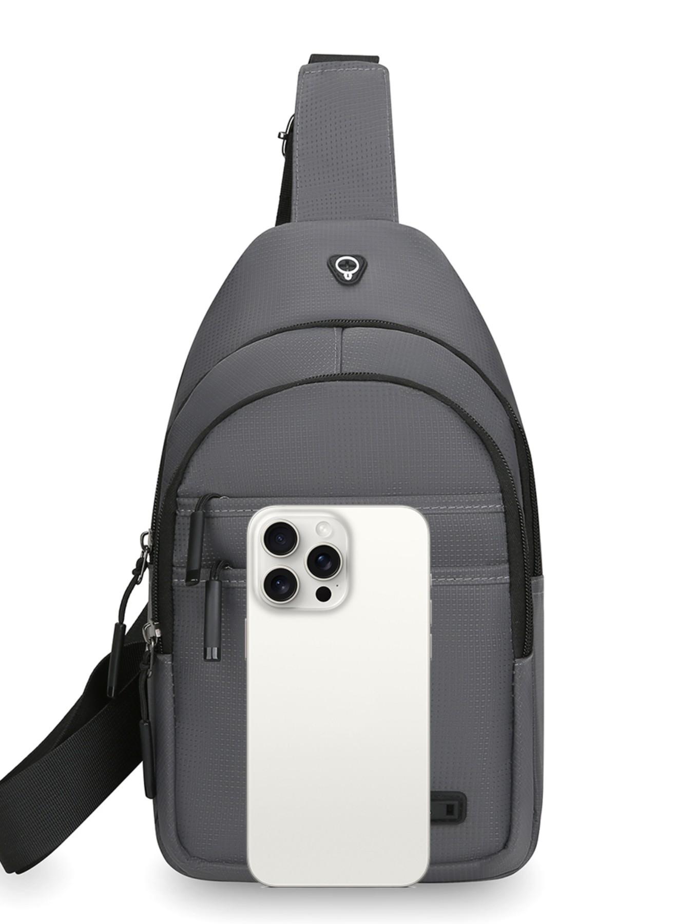 Men's Casual Nylon Chest Bag, Multi-Functional Zipper Pouch, Comfortable Outdoor Sports, Cycling, Commuting, Adjustable Strap Backpack